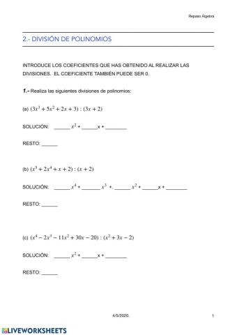 Cociente de polinomios