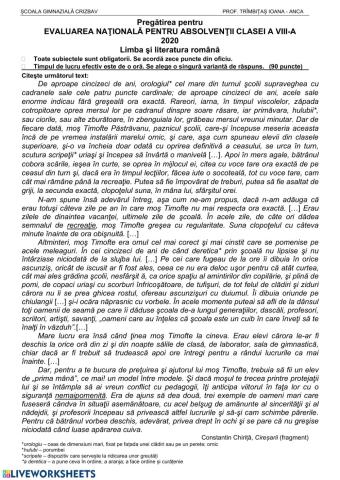 Subiectul 1 Evaluare Nationala Grila