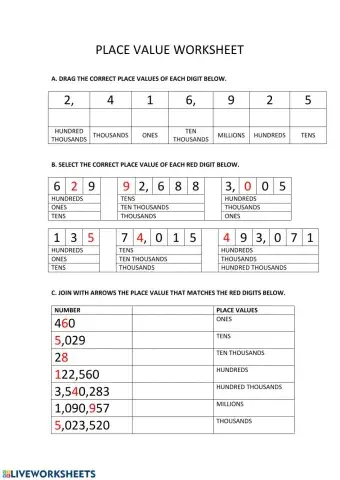 Place Value Worksheet