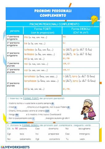 Pronomi personali complemento
