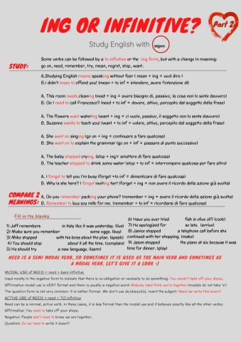 Ing of Inf with change of meaning