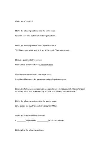 Pevau use of English Practice