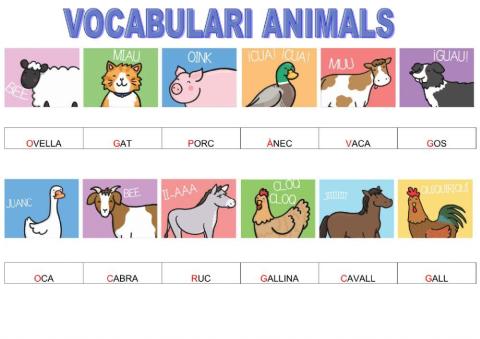 Vocabulari animals de la granja