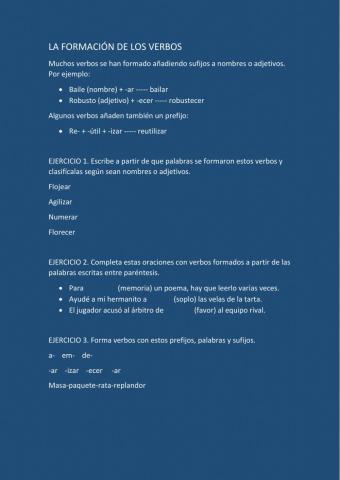 Formación de verbos