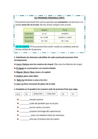 Els pronoms personals forts - la contracció