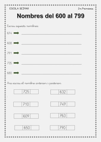 Nombres del 600 al 799