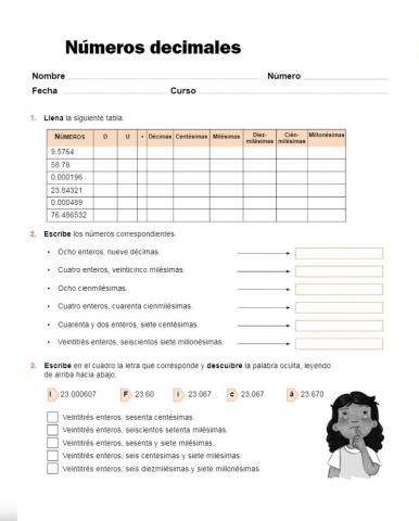 Colocación de decimales