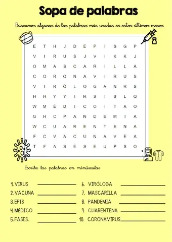 Sopa de letras cuarentena