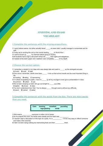 Studying and exams vocabulary