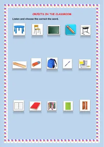 Classroom objects-listen and choose