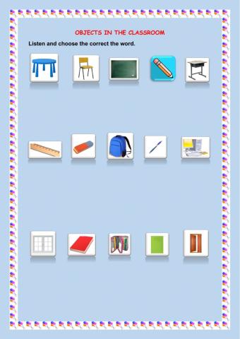 Classroom objects-listen and choose