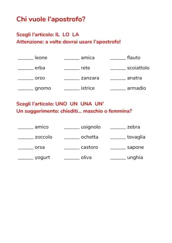 Chi vuole l'apostrofo?