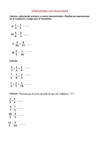 Operaciones con fracciones