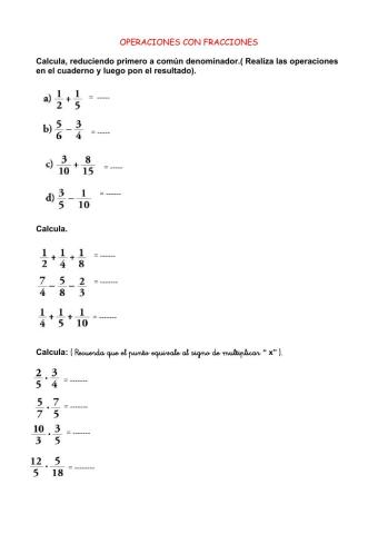 Operaciones con fracciones