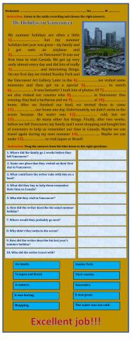 My Holiday in Vancouver - listening