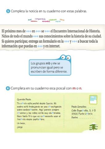 Palabras con mb, mp, br y bl