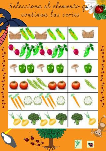 Selcciona la el ingrediente que completa la serie