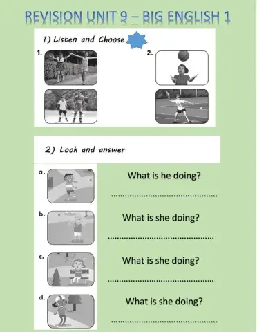 Practice test unit 9 big english 1