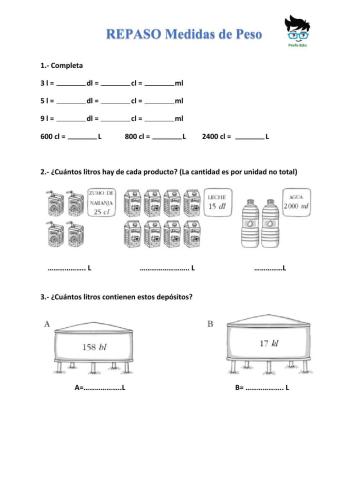 Repaso de medidas de capacidad y peso