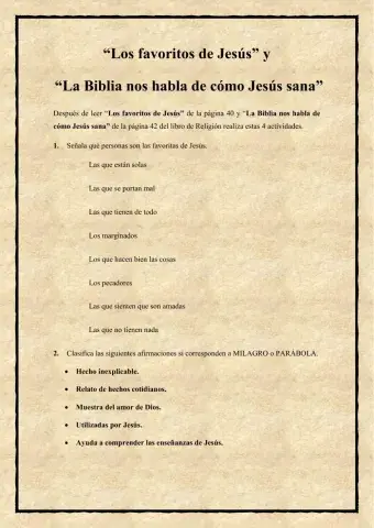 “Los favoritos de Jesús” y “La Biblia nos habla de cómo Jesús sana” 3º