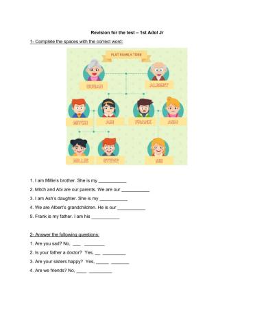 Revision possessive adj, feelings, yes-no questions