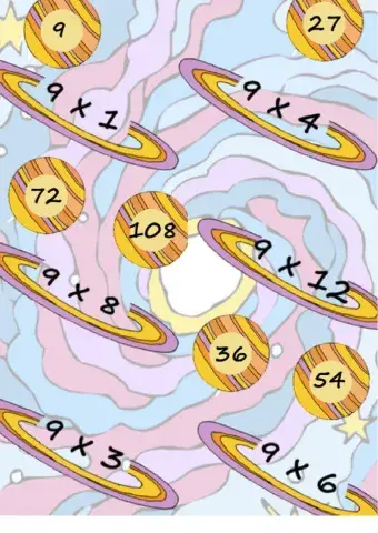Tabla del 9: Júpiter con sus anillos.