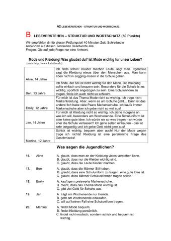 LAAS.Palso.A2 Juni 2010 Lesen und Grammatik