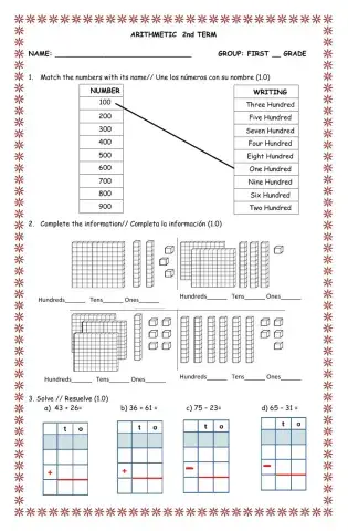 Evaluation second term first grade Arithmetic