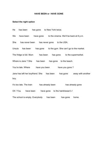 Have been or have gone