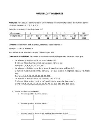 Múltiplos y divisores