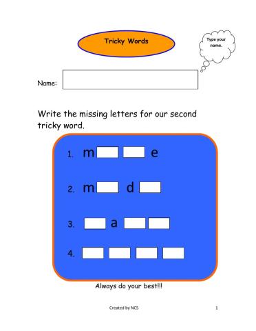 Tricky Word: Made