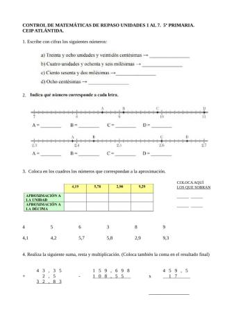 Control repaso 1-7 5º primaria