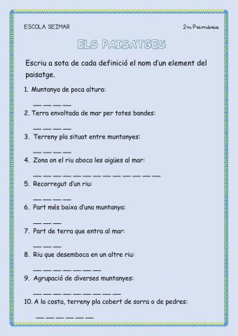 Els paisatges (repàs)