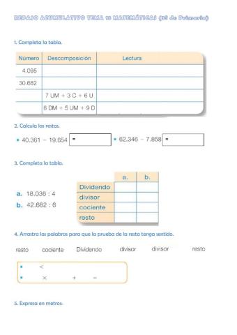 REPASO ACUMULATIVO DEL TEMA 13 DE MATEMÁTICAS (3º de Primaria)