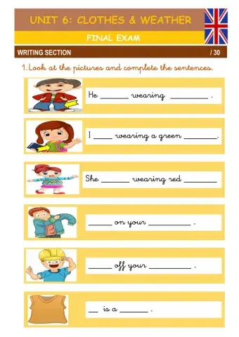 Clothes Writing Exam