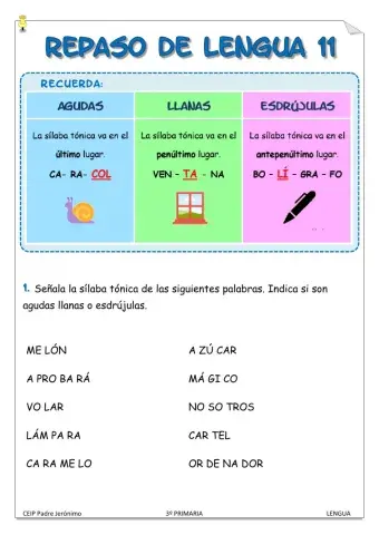 Repaso 11 lengua 3º