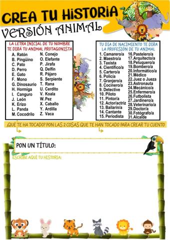 Crea tu propia historia animal