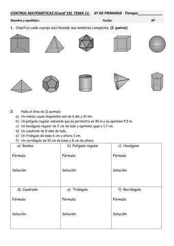 Áreas de figuras planas y cuerpos geométricos