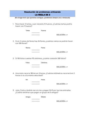 Problemas con regla de 3