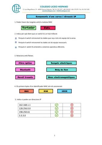 4rt ESO Activitats(2)- Components Xarxa