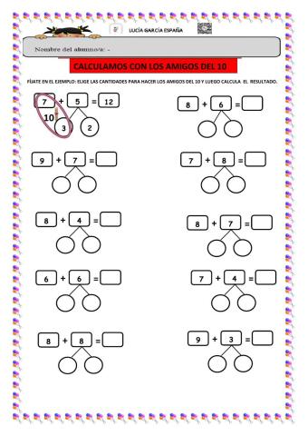 Calculamos las sumas con los amigos del 10, 20,30,40,50 y 100