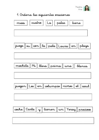 Ordena las siguientes frases