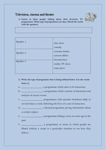 TV, cinema and theatre