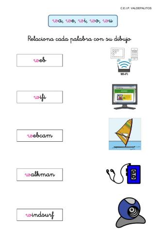 Palabras con w