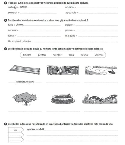 Formación de adjetivos