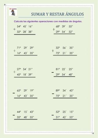 Medidas de ángulos (sumas y restas)