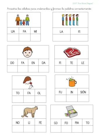 Arrastra las sílabas para formar las palabras