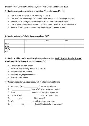 Present simple present continuous past simple past continuous test