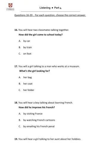 KEY listening part 4 (trainer)