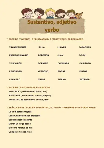 Verbos adjetivos y sustantivos